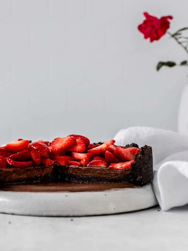 rose water strawberry black cocoa tart
