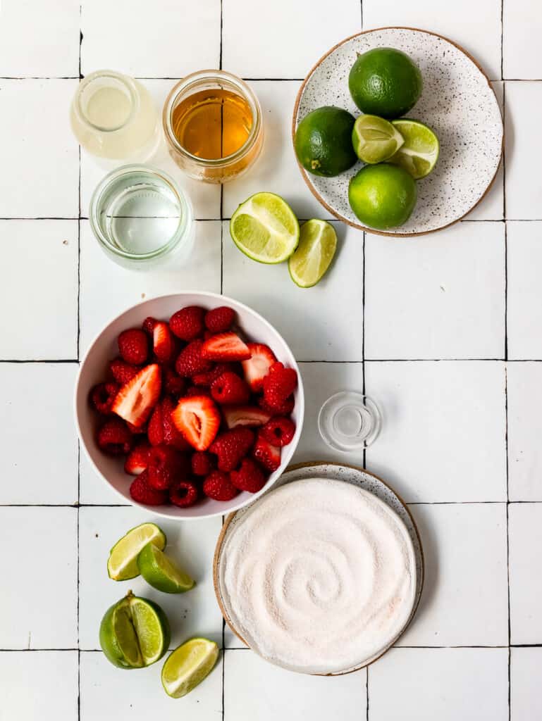 ingredients to make a summer berry margarita