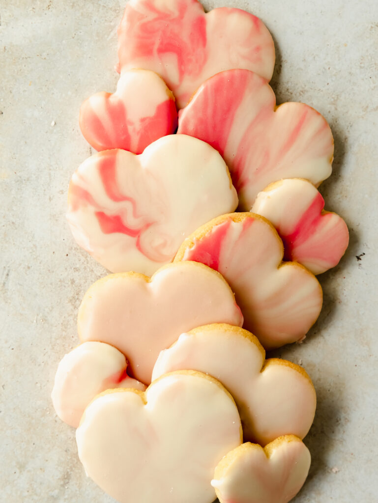 marbled heart sugar cookies