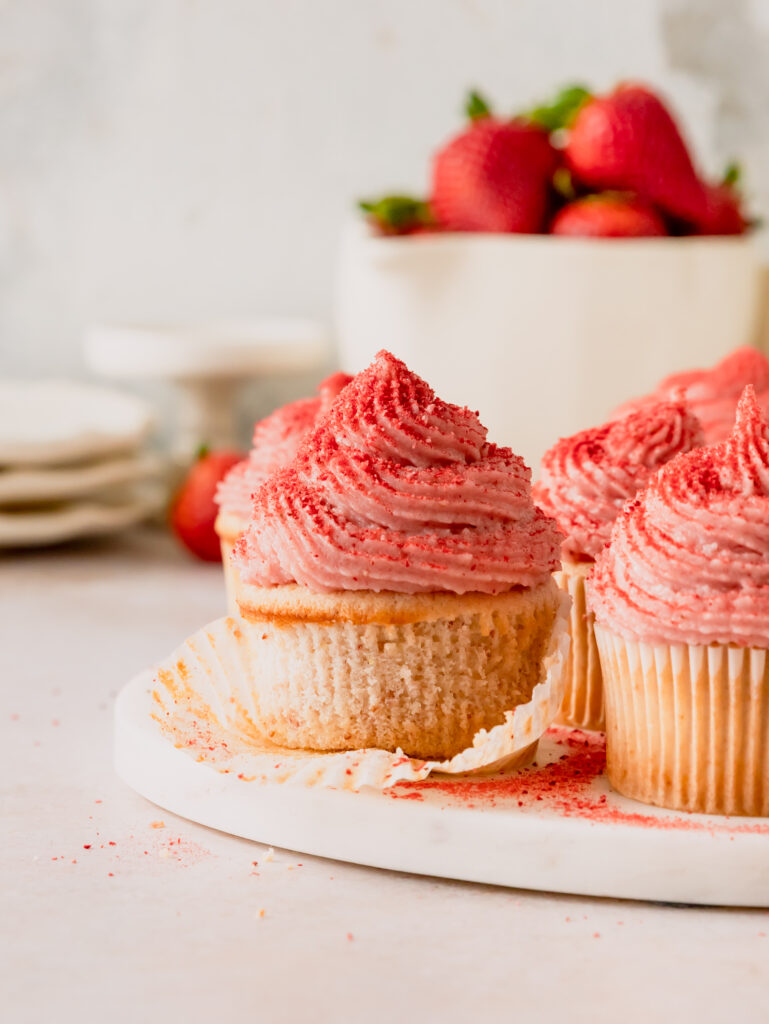 small batch strawberry cupcakes 