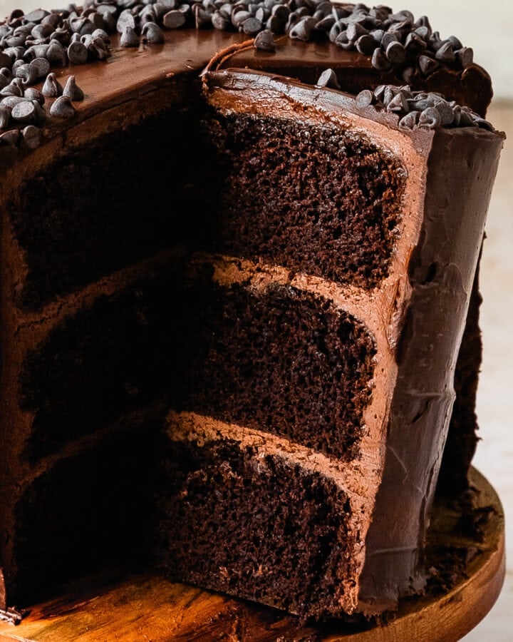 Triple Chocolate Cake (Moist Three Layer Cake) - Olives + Thyme