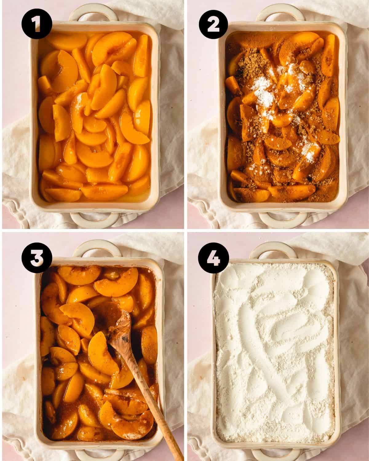 Peach Cobbler with Cake Mix Recipe steps 1-4