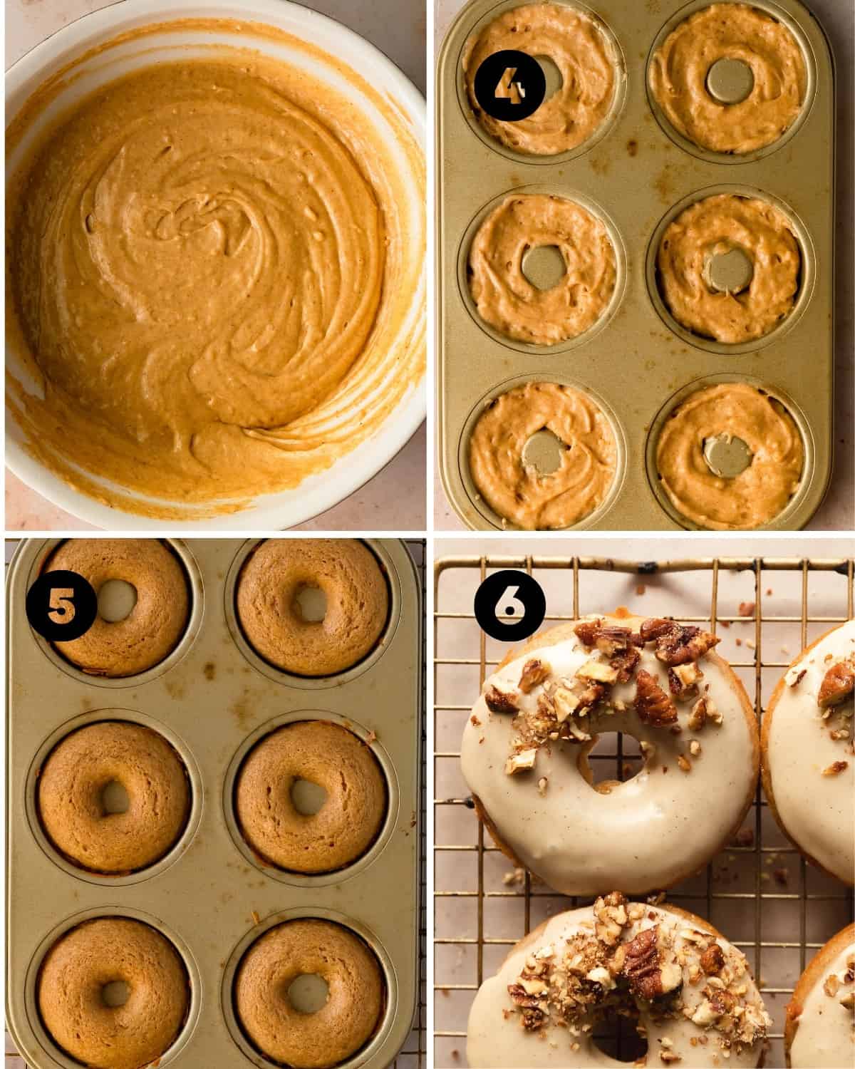 Pour the maple donut batter into the donut pan. Bake for about 8 minutes, cool and glaze. 