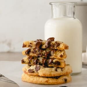 Chocolate Chip Cookies without Brown Sugar stacked.