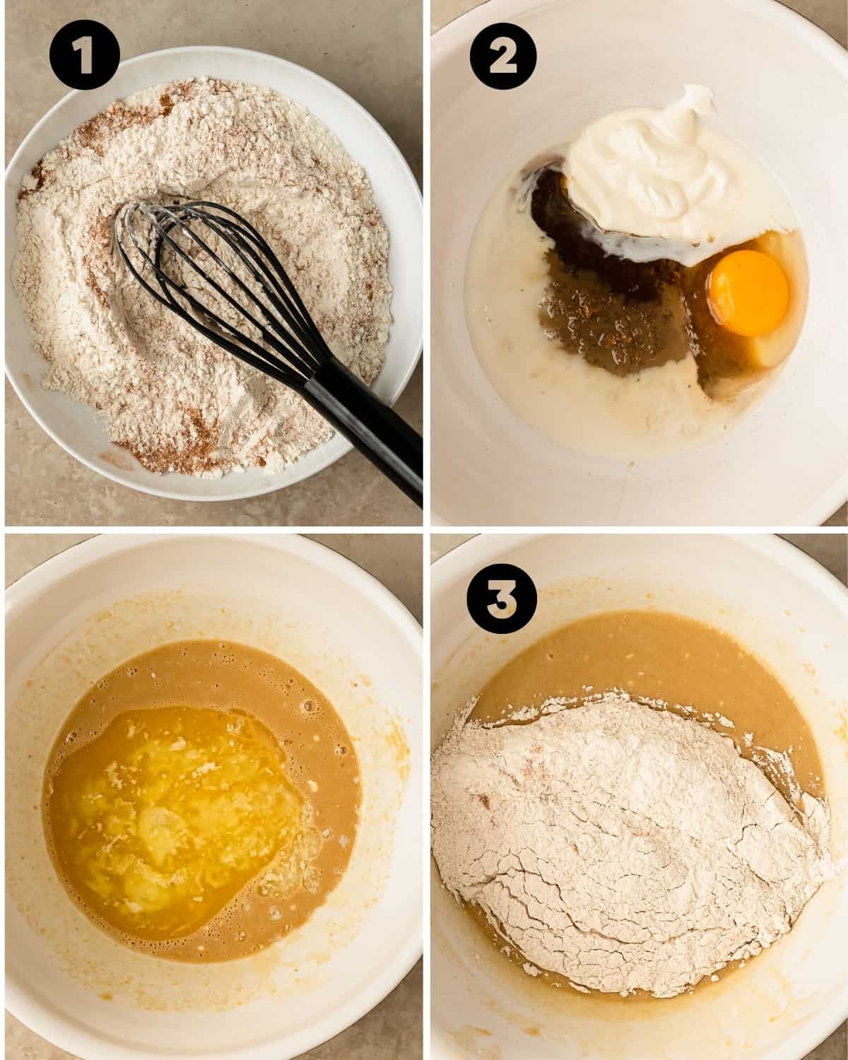 Steps to make cinnamon sugar baked donuts. Whisk the dry ingredients together. In another bowl whisk the wet ingredients together. Fold the dry into the wet. 
