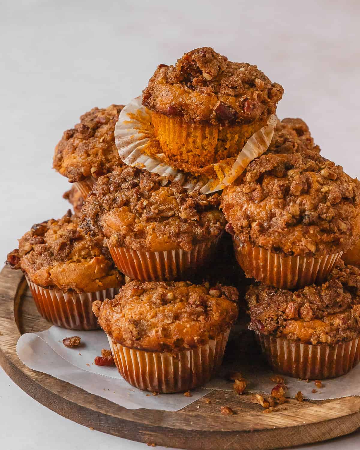Sweet potato muffins are deliciously soft, moist and fluffy cinnamon spiced muffins with sweet potatoes.  They’re topped with a quick and easy brown sugar cinnamon streusel. Grab one or two for a wonderfully delicious breakfast, snack or dessert.