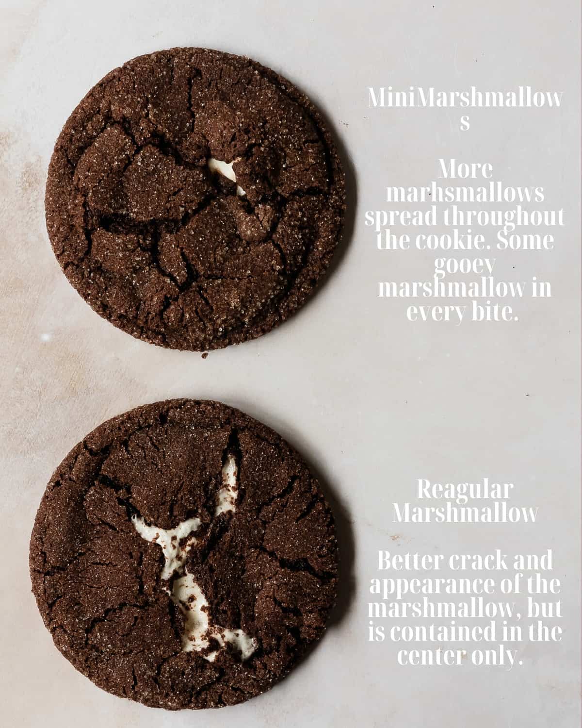 Chocolate Marshmallow Cookies with mini marshmallows or regular marshmallows. 