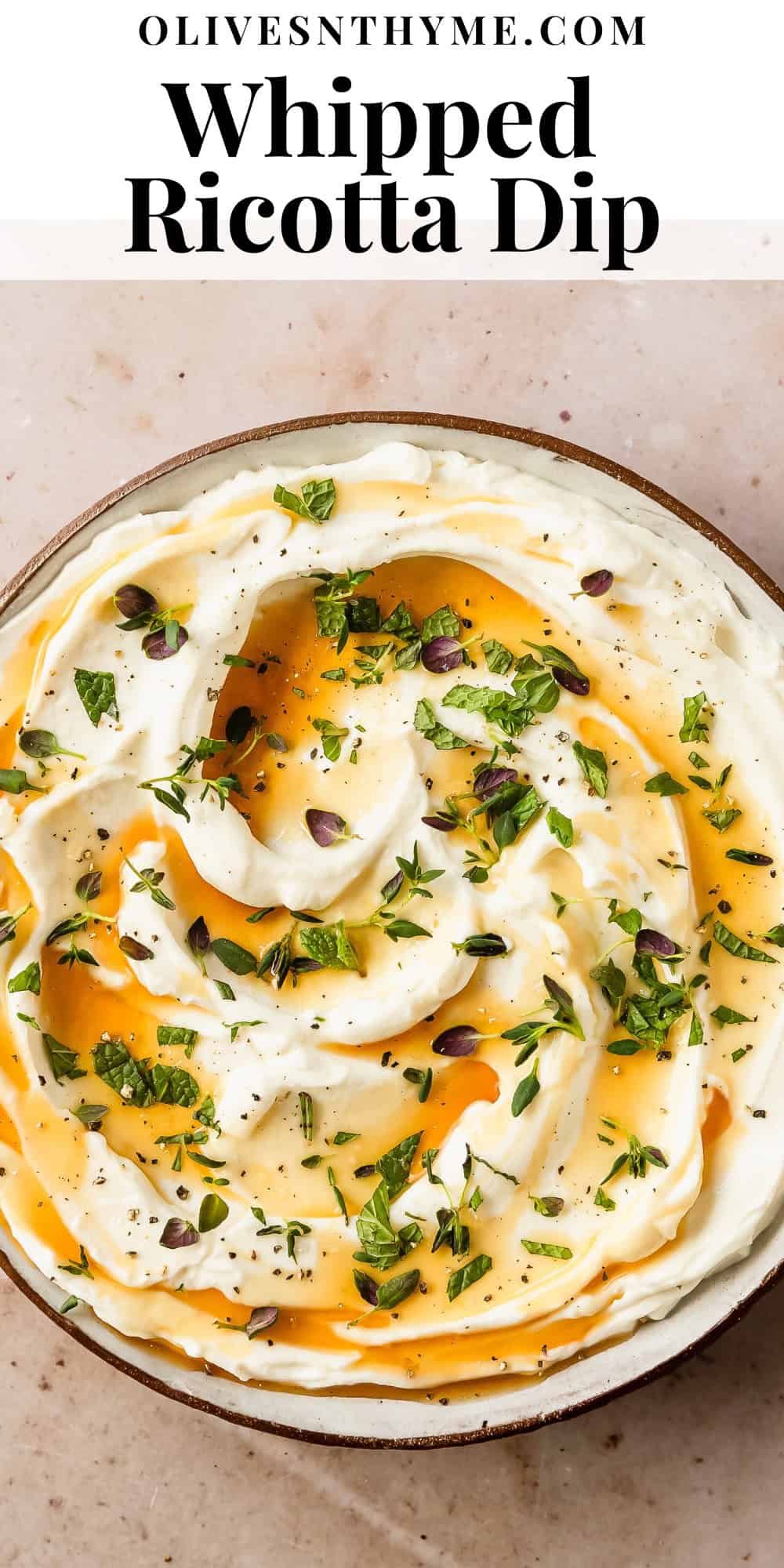 Whipped Ricotta Dip (Easy 5 Minute Recipe) - Olives + Thyme