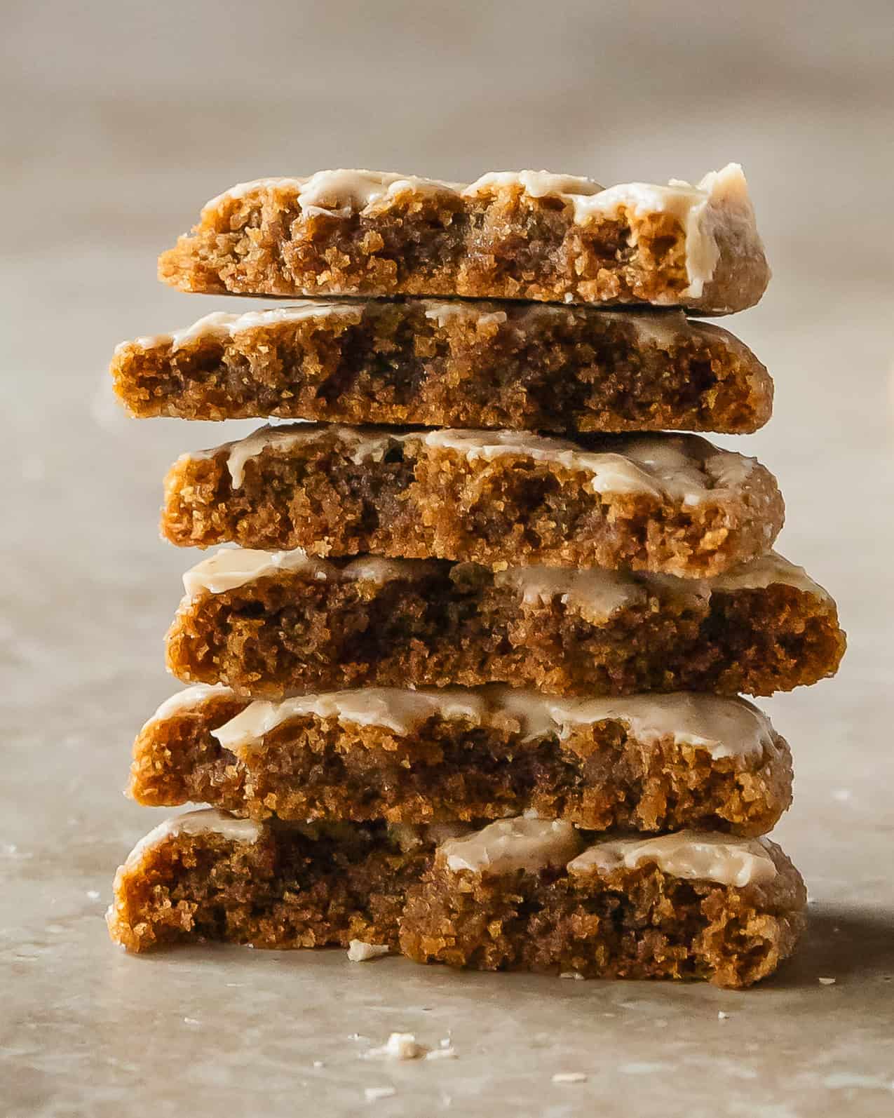 Stack of gingebread cookies.
