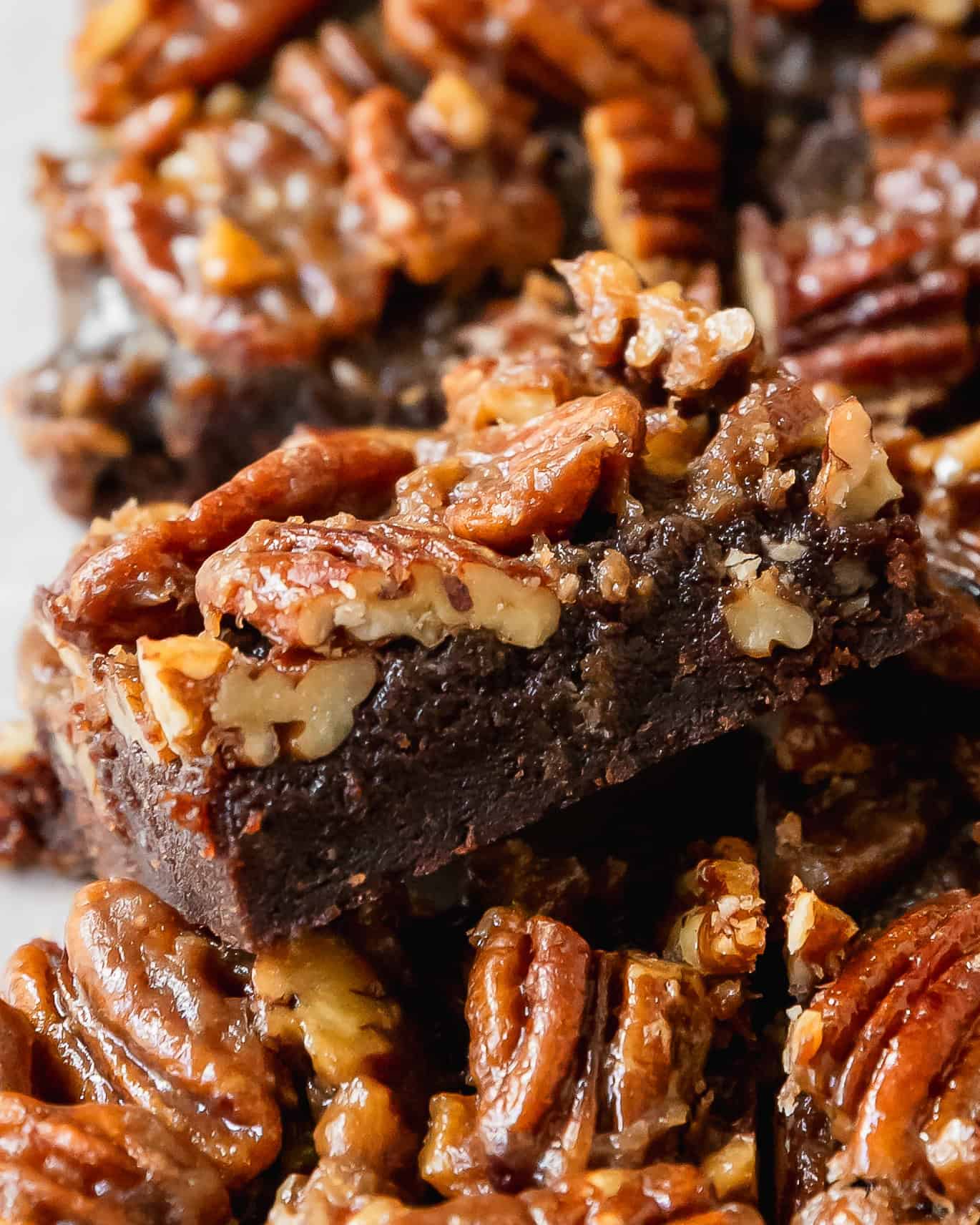 Rich brownies topped with gooey pecan pie filing.