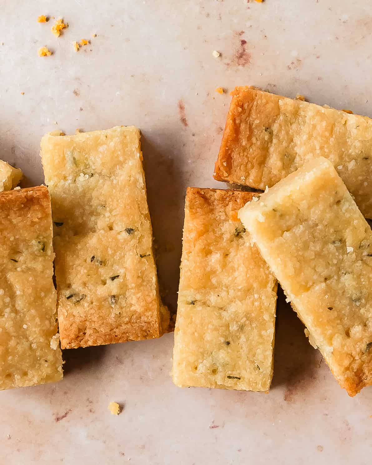 Slices of rosemary shortbread cookies.