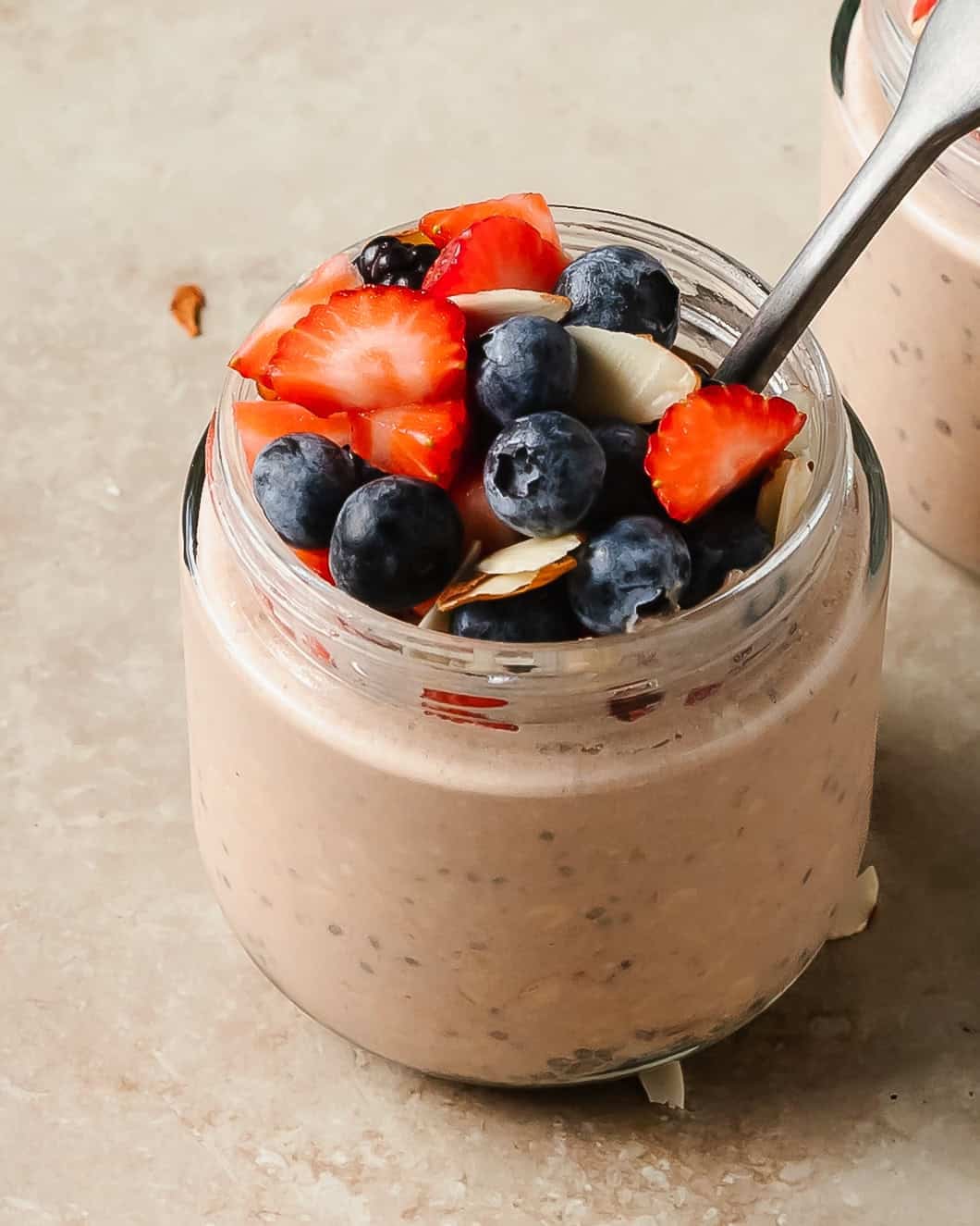 Protein overnight oats with berries.