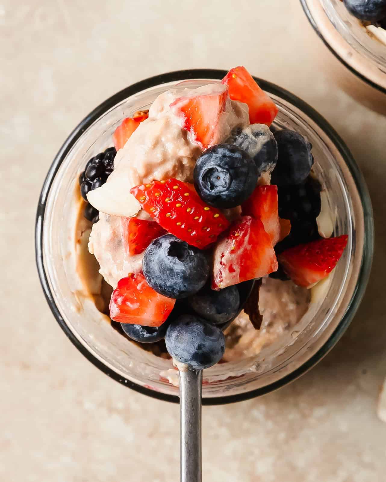 Protein overnight oats with berries.