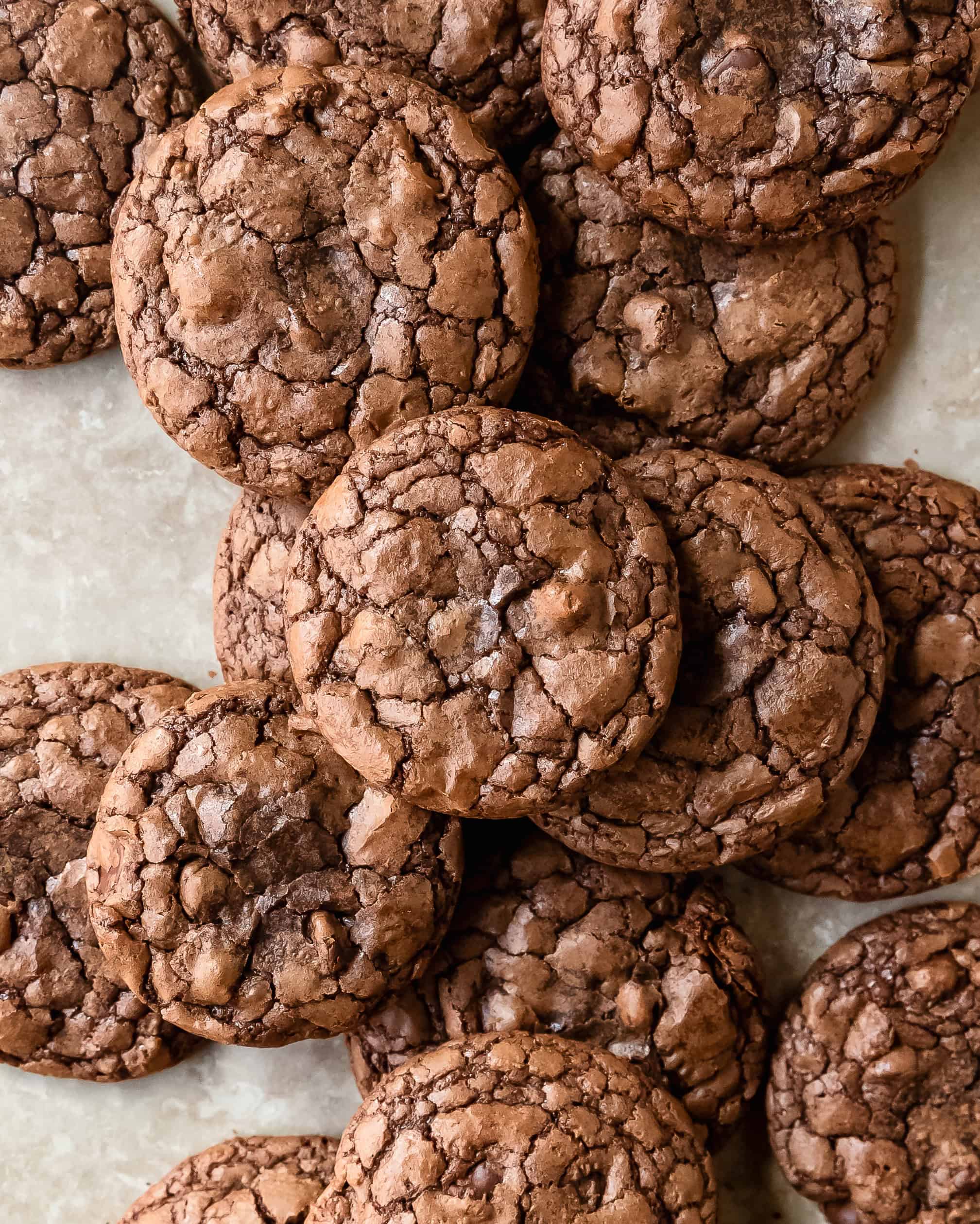 Soft and chewy brownie mix cookies with fudgy centers and crackly chocolate tops.
