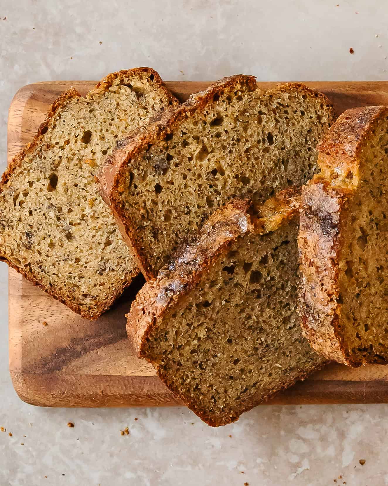 Healthy high protein banana bread with ripe bananas.
