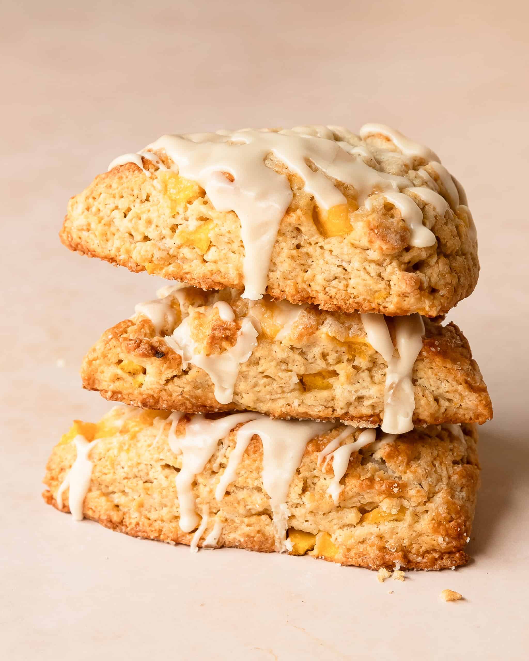 These easy peach scones are made with simple ingredients and fresh peaches for a soft, tender pastry that tastes like summer.
