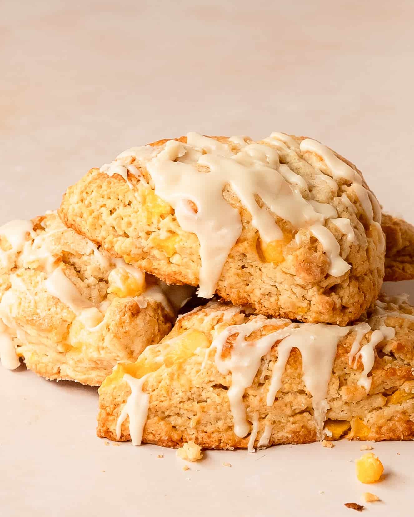 Fresh peaches and buttery scone dough come together in this easy recipe for a bakery-style treat everyone will love.
