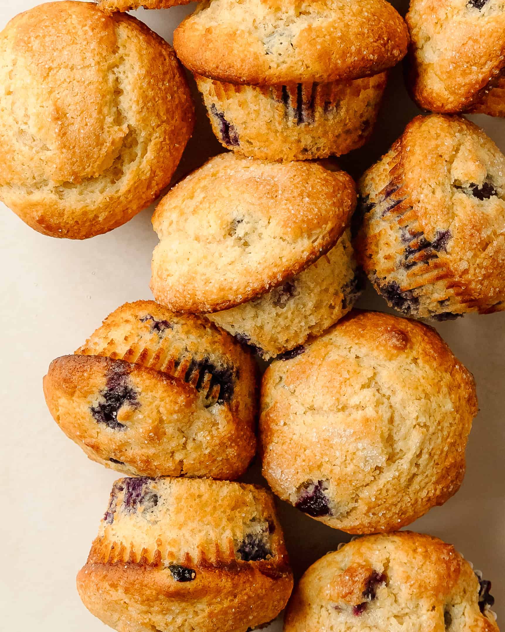 Soft cottage cheese blueberry muffins filled with juicy fresh blueberries.