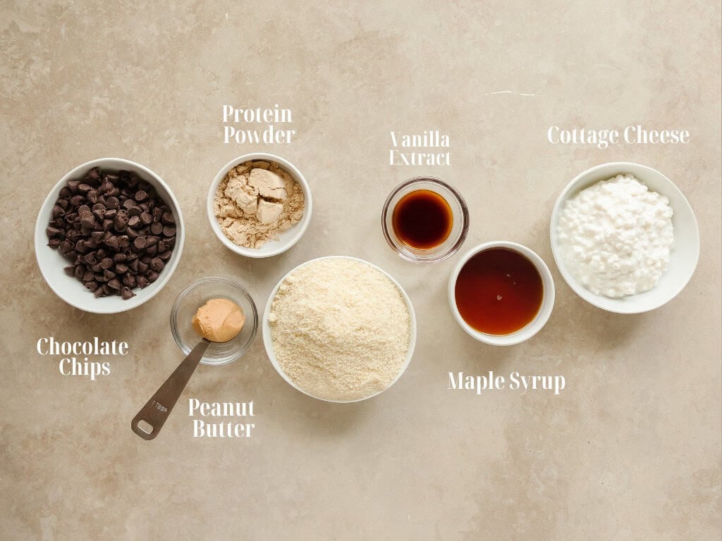 Ingredients for cottage cheese cookie dough in bowls.