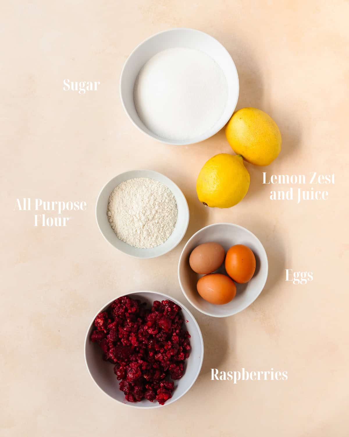 Ingredients to make raspberry lemon filling.