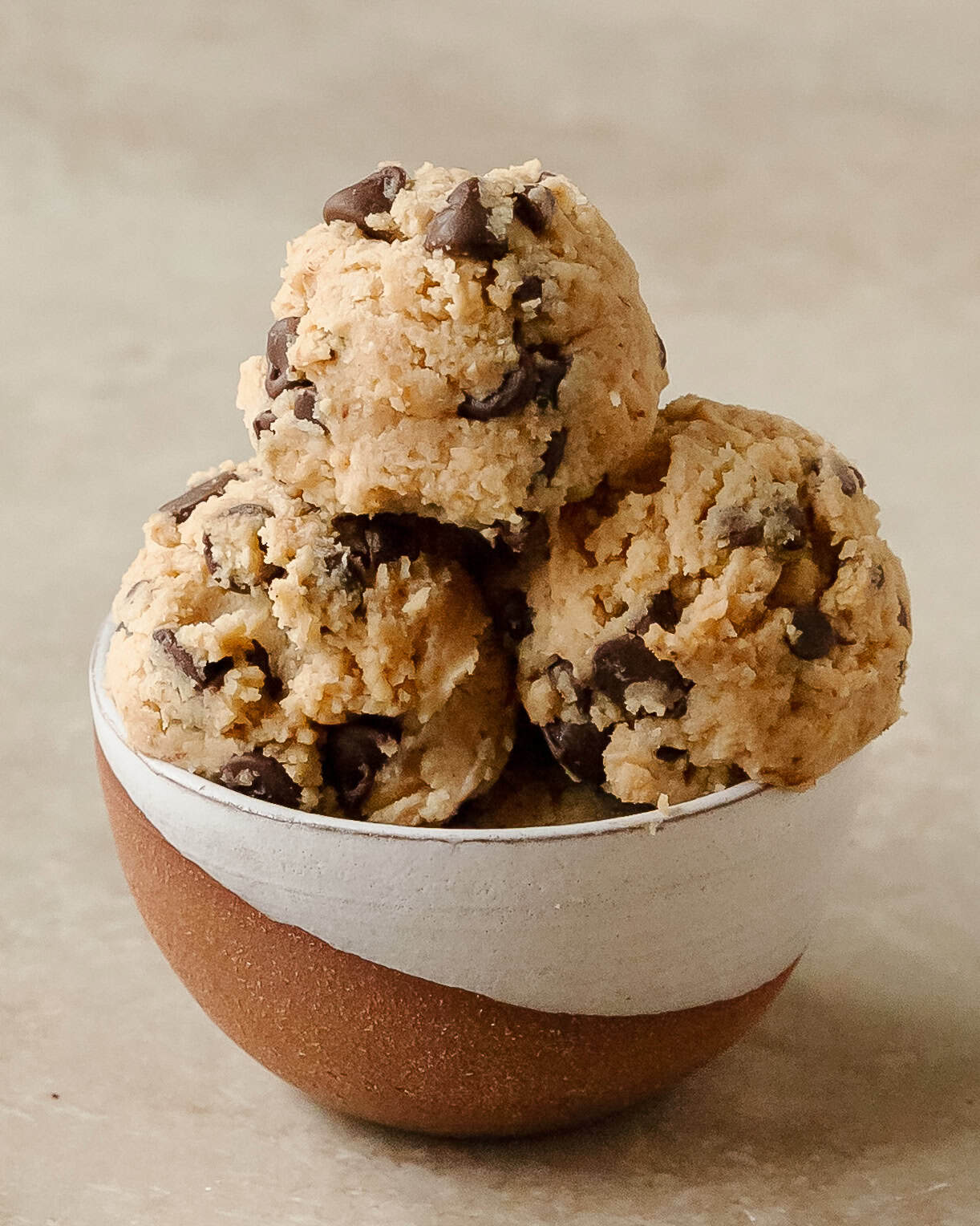 Creamy Cottage Cheese Cookie Dough topped with mini chocolate chips.