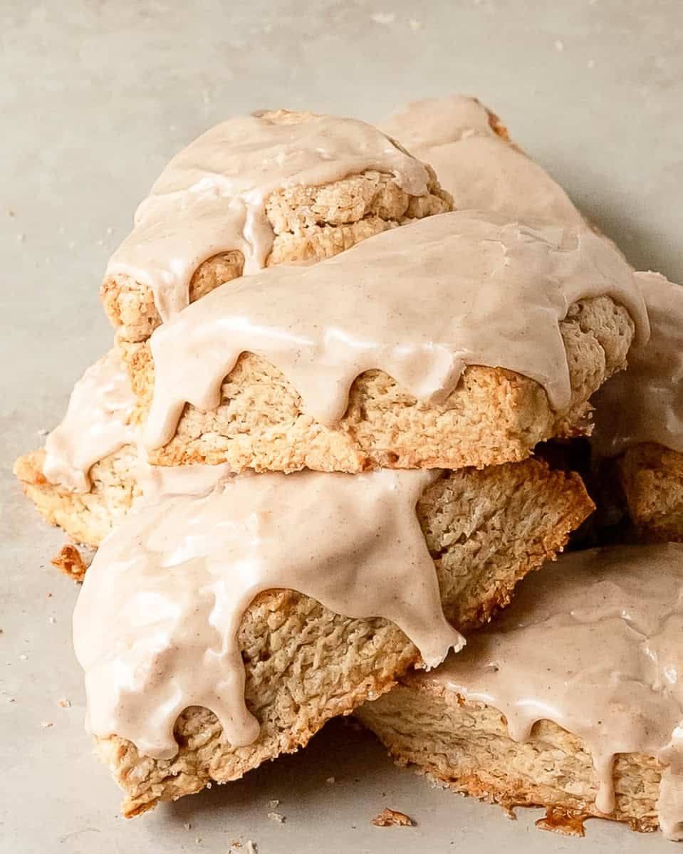 Warm, buttery cinnamon scones fresh from the oven make the perfect cozy breakfast or brunch treat.