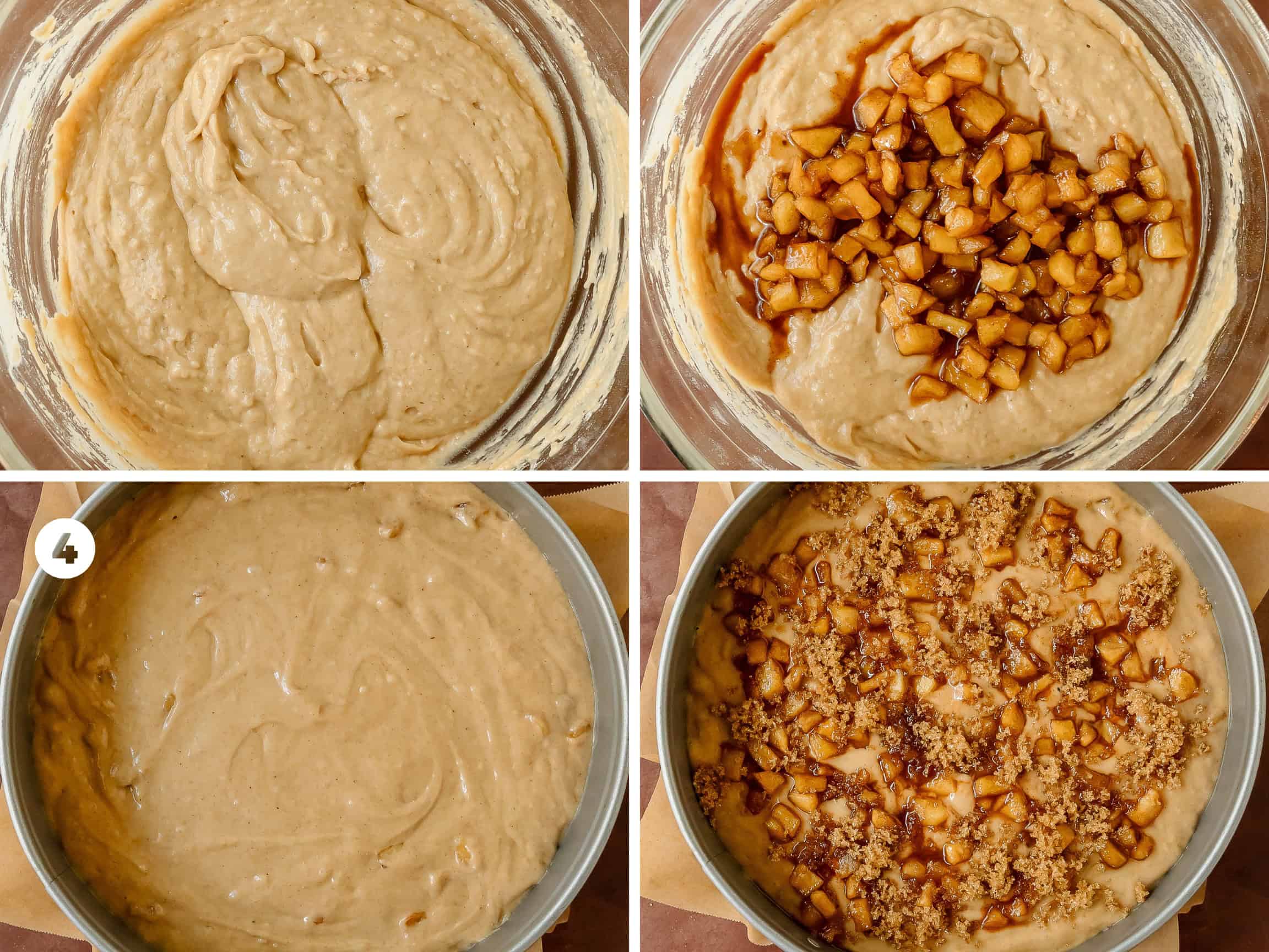 Evenly spread pour and spread the apple fritter cake into the prepared pan. Top the cake with the reserved ½ cup caramelized apples and 1 -2 tablespoons light brown sugar. Bake the fritter cake for 35 - 45 minutes or until a toothpick inserted into the center of the apple cake comes out with a few moist crumbs. Cool the pan in the pan for 15 - 20 minutes then top the cake with the glaze. Before topping the cake with the glaze, use a butter knife to loosen any stuck pieces of cake from the bottom or sides of the pan.