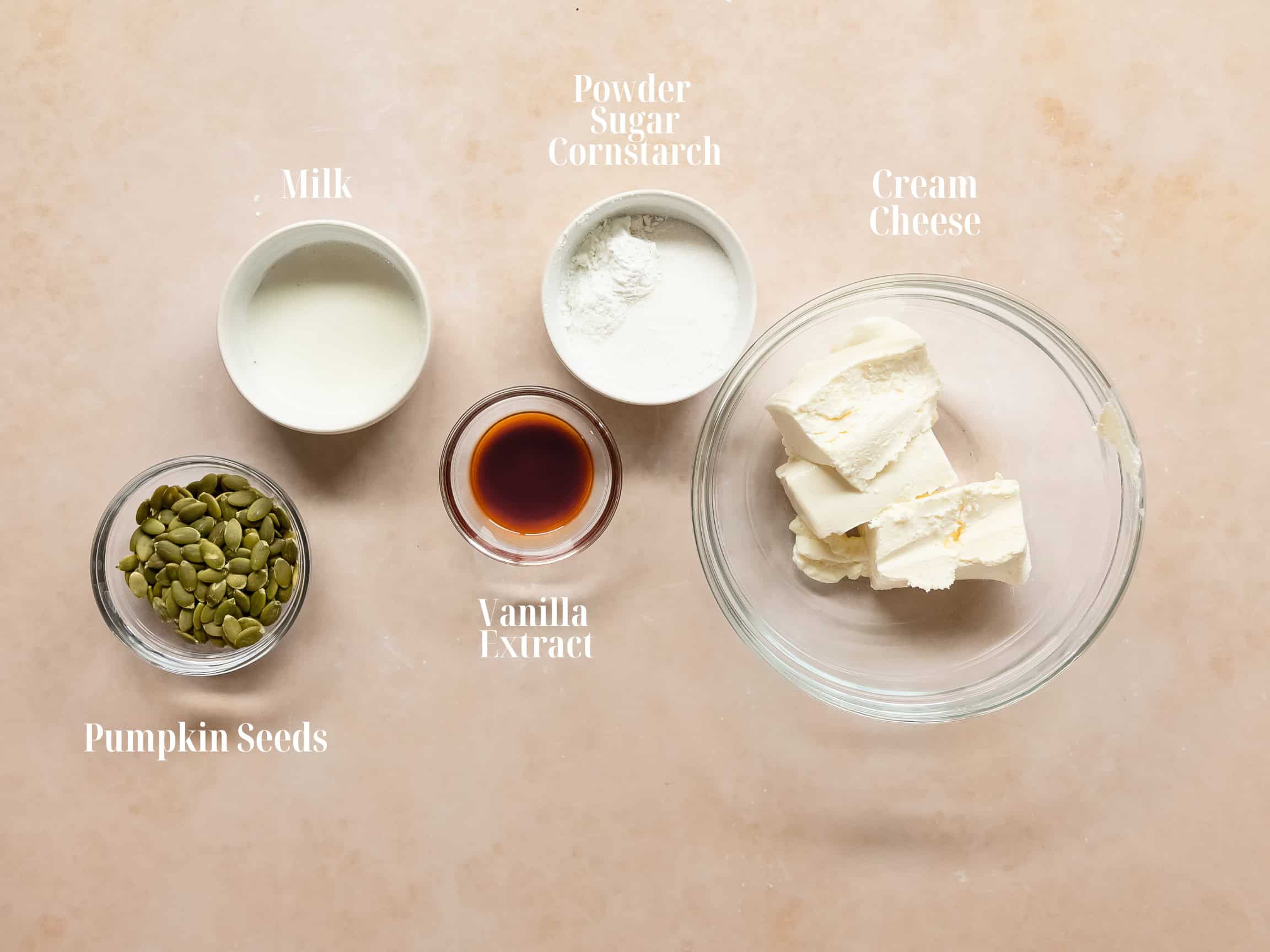 Ingredients to make cream cheese filling. 