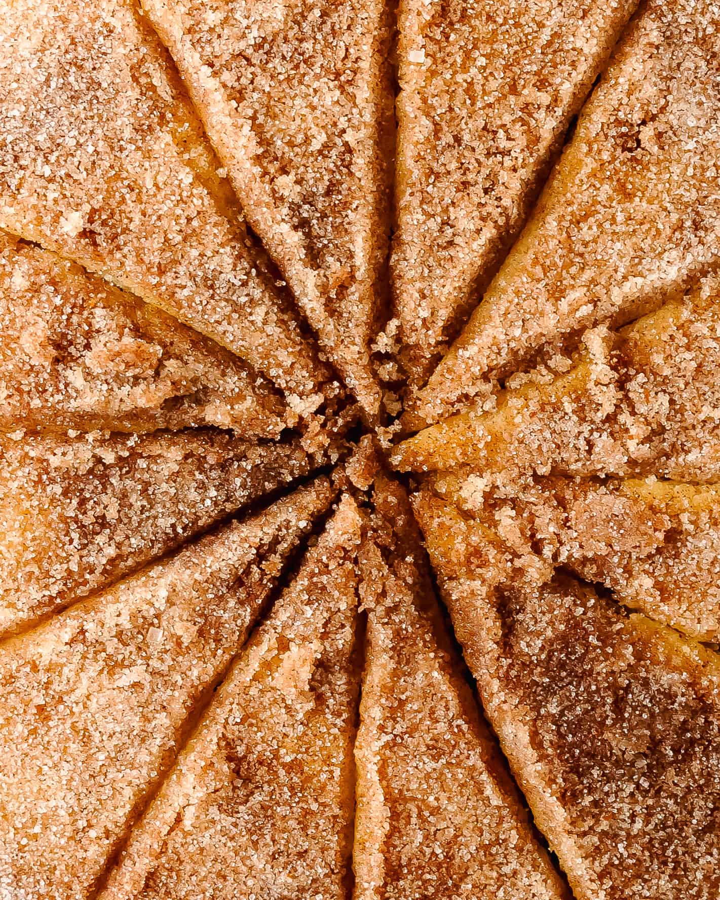 Slices of cinnamon cake showing the crunchy buttery cinnamon sugar topping.